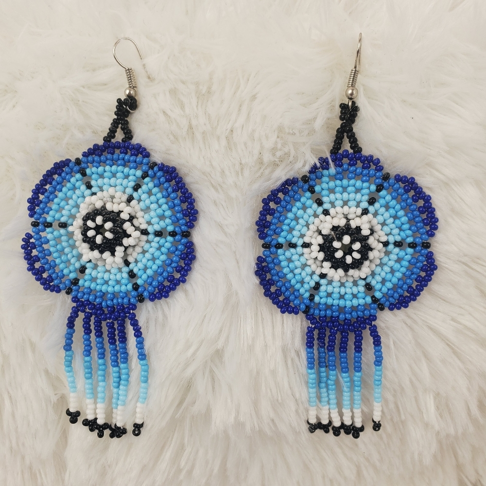 Handmade fringe seed beads boho earrings